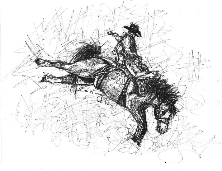 “Bronc Rider” Original Drawing – Lexi Antonick Fine Art