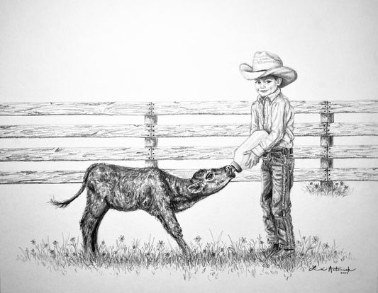 “Bottle Calf” Original Drawing